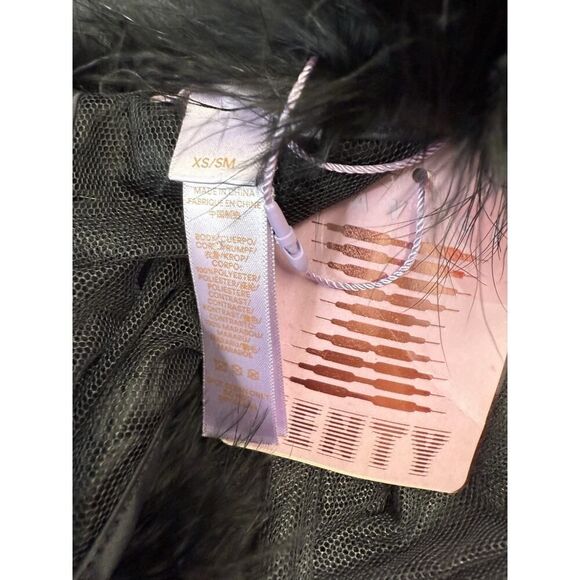 NWT Savage X Fenty Sheer Black Marabou Jumpsuit XS-S Sexy Mesh Loungewear - Picture 5 of 6